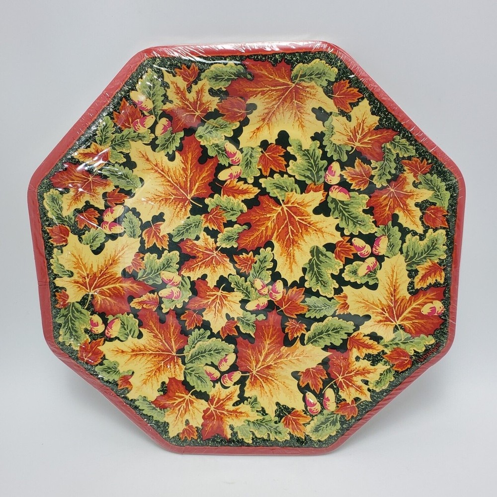 Amscan Thanksgiving Fall Harvest Autumn Leaves Paper Plates 8 Count 10 Inches